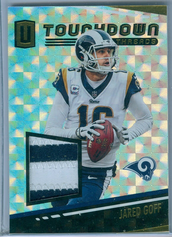 JARED GOFF 2019 UNPARALLELED TOUCHDOWN THREADS HYPER JERSEY / PATCH SP/25