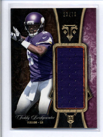 TEDDY BRIDGEWATER 2014 TRIPLE THREADS JUMBO ROOKIE WORN JERSEY #23/75 AB8327