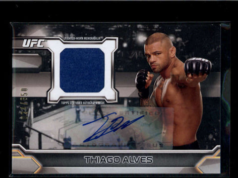 THIAGO ALVES 2016 TOPPS UFC KNOCKOUT EVENT WORN RELIC AUTO #024/350 AB7909