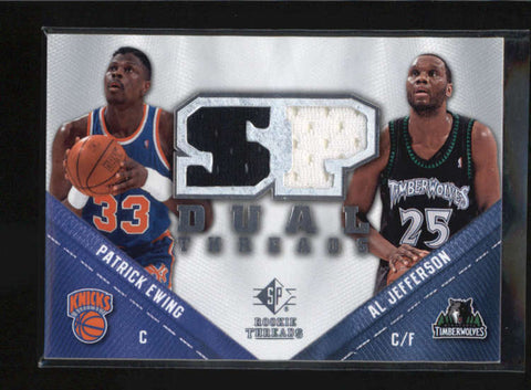 PATRICK EWING / AL JEFFERSON 2008/09 SP ROOKIE THREADS DUAL GAME JERSEY AB5109