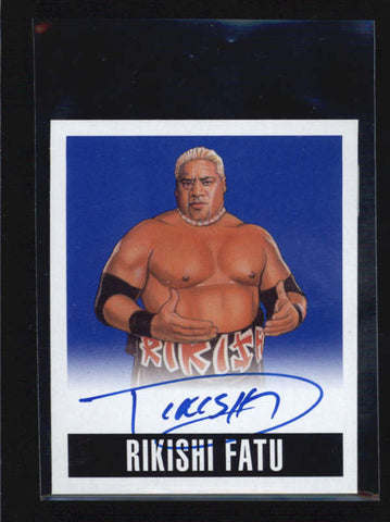 RIKISHI FATU 2014 LEAF WWE ORIGINALS BLUE MINI AUTOGRAPH AUTO #21/25 AB6696