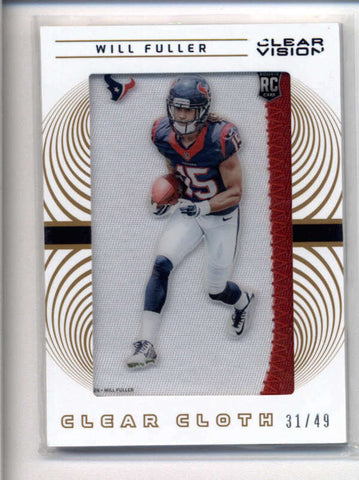 WILL FULLER 2016 PANINI CLEAR VISION CLEAR CLOTH ROOKIE JUMBO PATCH #/49 AB8656