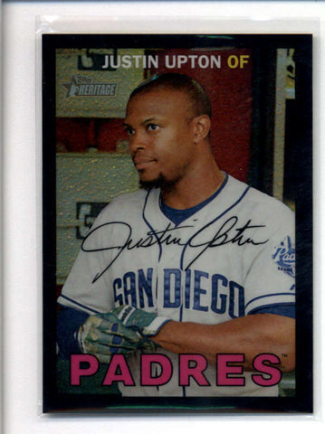 JUSTIN UPTON 2016 TOPPS HERITAGE CHROME #445 RARE BLACK REFRACTOR #08/67 AB7617