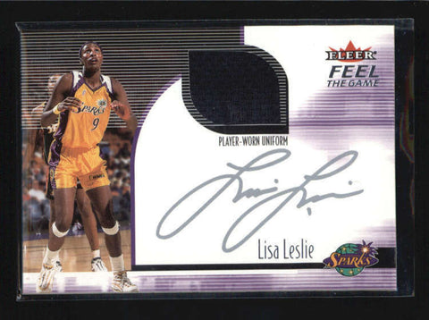 LISA LESLIE 2001 FLEER FEEL THE GAME USED WORN UNIFORM RELIC JERSEY AB6654