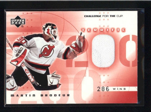 MARTIN BRODEUR 2001/02 01/02 UPPER DECK CHALLENGE FOR THE CUP JERSEY AB9091