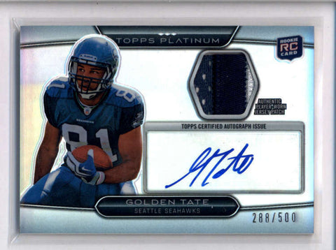 GOLDEN TATE 2010 TOPPS PLATINUM ROOKIE PATCH AUTOGRAPH AUTO RC #288/500 AC2257