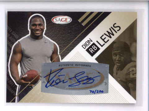 DION LEWIS 2011 SAGE GOLD ROOKIE AUTOGRAPH AUTO #070/200 AC2104