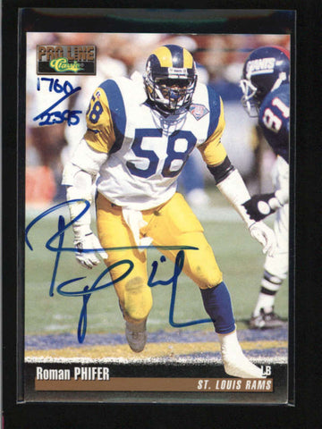 ROMAN PHIFER 1995 CLASSIC PRO LINE AUTOGRAPH AUTO #1760/2395 AB5285