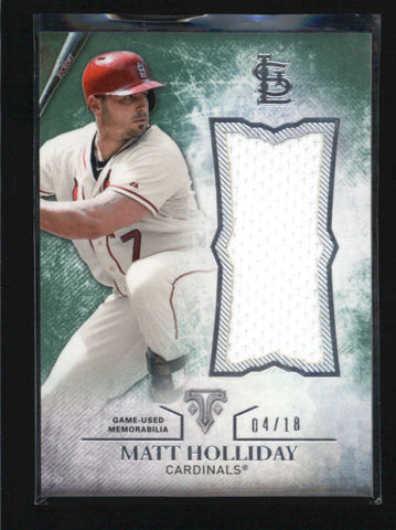 MATT HOLLIDAY 2015 TOPPS TRIPLE THREADS JUMBO USED WORN JERSEY #04/18 AB5867