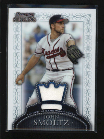 JOHN SMOLTZ 2005 BOWMAN STERLING GAME USED WORN JERSEY AB5371