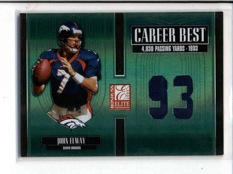 JOHN ELWAY 2008 ELITE CAREER BEST DUAL GAME USED JERSEY RELIC #55/93 AB9974