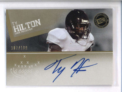 T.Y. HILTON 2012 PRESS PASS GOLD ROOKIE AUTOGRAPH AUTO #107/199 AC2100