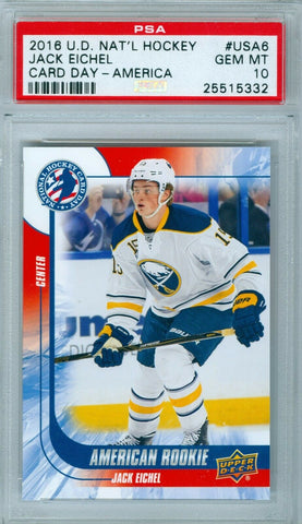 JACK EICHEL 2016 UPPER DECK NATIONAL HOCKEY DAY RC ROOKIE #USA6 PSA 10