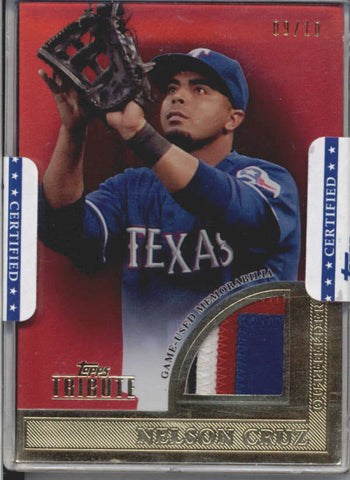 NELSON CRUZ 2012 TOPPS TRIBUTE RUBY RED SEALD GAME USED PATCH #09/10 AC520