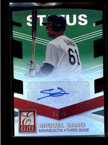 MIGUEL SANO 2015 PANINI ELITE GREEN STATUS DIE-CUT AUTOGRAPH AUTO #33/49 AB8021