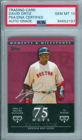 David Ortiz 2007 Topps Moments & Milestone Red #1/1 PSA DNA Gem Mint 10 Auto