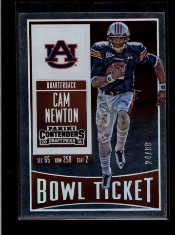 CAM NEWTON 2016 CONTENDERS DRAFT PICKS #17 BOWL TICKET FOIL #24/99 AB8346