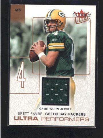 BRETT FAVRE 2004 FLEER ULTRA PERFORMERS PACKERS GAME USED WORN JERSEY AC331