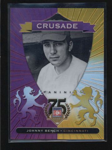 JOHNNY BENCH 2014 PANINI HALL OF FAME #65 PURPLE CRUSADE #27/50 AB5440