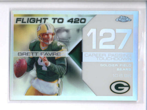 BRETT FAVRE 2007 TOPPS CHROME REFRACTOR #BF127 FLIGHT TO 420 #092/100 AC2031