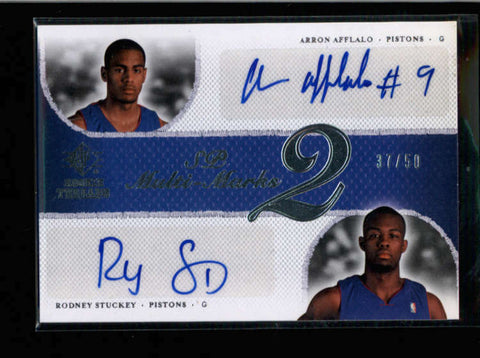 RODNEY STUCKEY / AARON AFFLALO 2007/08 SP ROOKIE THREADS DUAL AUTO #37/50 AB9994