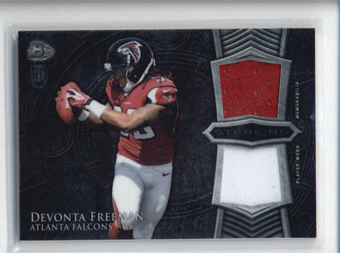 DEVONTA FREEMAN 2014 BOWMAN STERLING DUAL ROOKIE RC USED WORN PATCH AB6478