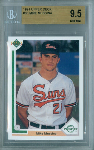 MIKE MUSSINA 1991 91 UPPER DECK RC ROOKIE BGS 9.5