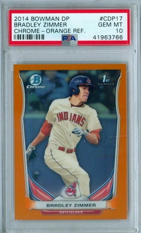 BRADLEY ZIMMER 2014 BOWMAN CHROME ORANGE REFRACTOR SP/25 RC ROOKIE PSA 10