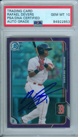 Rafael Devers 2015 Bowman Chrome Purple Refractor RC PSA DNA Gem Mint 10 Auto