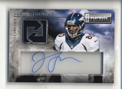 JULIUS THOMAS 2014 PLAYBOOK GAME JERSEY AUTOGRAPH AUTO #13/75 AB5131