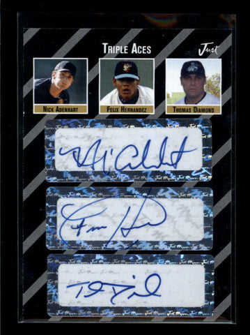 ADENHART/ HERNANDEZ/ DIAMOND 2005 JUST MINORS TRIPLE ACES 3-PC AUTO #2/3 AB7028