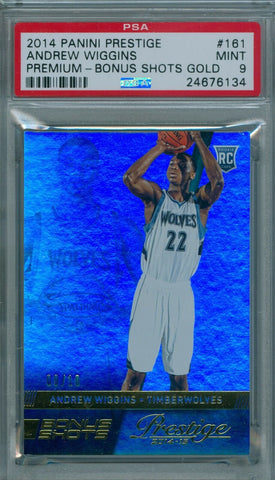 ANDREW WIGGINS 2014 PANINI PRESTIGE PREMIUM GOLD SP/10 RC ROOKIE PSA 9