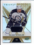 BLAKE WHEELER 2016/17 UD TRILOGY GAME USED WORN JERSEY RELIC #422/440 AC1031