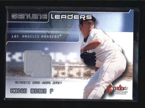 HIDEO NOMO 2002 FLEER GENUINE LEADERS GAME USED WORN JERSEY AB5926