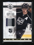 ANZE KOPITAR 2012/13 PANINI LIMITED PRIME GAME USED WORN PATCH #25/25 AB5768