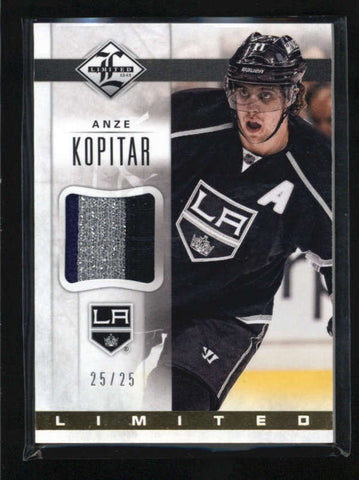 ANZE KOPITAR 2012/13 PANINI LIMITED PRIME GAME USED WORN PATCH #25/25 AB5768