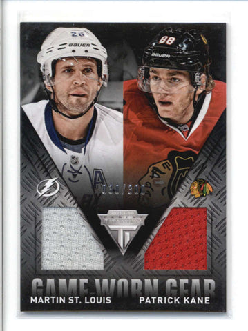 PATRICK KANE /MARTIN ST. LOUIS 2013/14 TITANIUM GAME GEAR JERSEY #030/300 AB9637