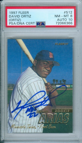 David Ortiz 1997 Fleer #512 RC Rookie "HOF 22" Autograph PSA DNA NM-MT 8 Auto 10