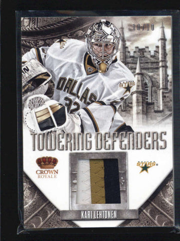 KARI LEHTONEN 2012/13 CROWN ROYALE TOWERING DEFENDERS 3-CLR PATCH #10/10 AB6679