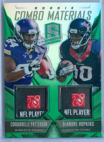 DeANDRE HOPKINS / PATTERSON 2013 PANINI SPECTRA ROOKIE GREEN NFL PLAYER TAG SP/5