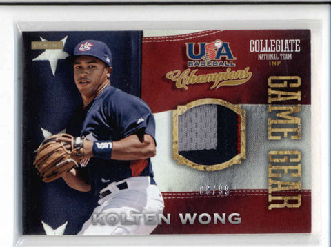 KOLTEN WONG 2013 PANINI TEAM USA CHAMPIONS GAME GEAR 3-COLOR PATCH #08/99 AC588