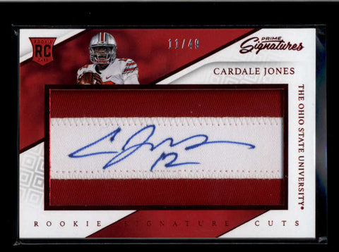 CARDALE JONES 2016 PRIME SIGNATURES ROOKIE RED SIGNATURE CUTS AUTO #11/49 AB8185