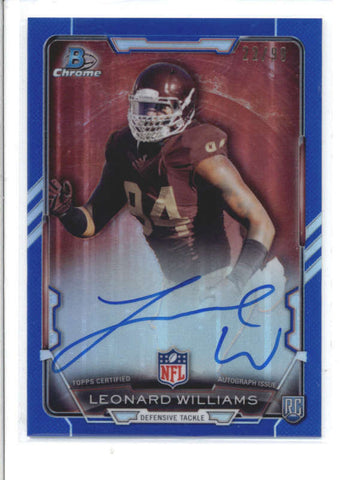 LEONARD WILLIAMS 2015 BOWMAN CHROME BLUE REFRACTOR ROOKIE AUTO RC #22/99 AC271