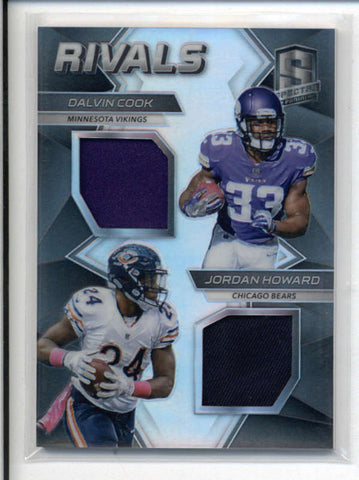 JORDAN HOWARD / DALVIN COOK 2017 SPECTRA RIVALS DUAL JERSEY ROOKIE #/199 AC657