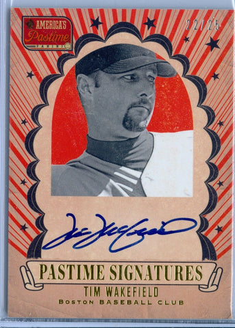 TIM WAKEFIELD 2013 PANINI AMERICA'S PASTIME SIGNATURES GOLD AUTO AUTOGRAPH SP/25