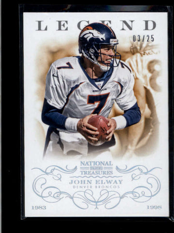 JOHN ELWAY 2013 NATIONAL TREASURES #130 CENTURY SILVER PARALLEL #03/25 AB8355