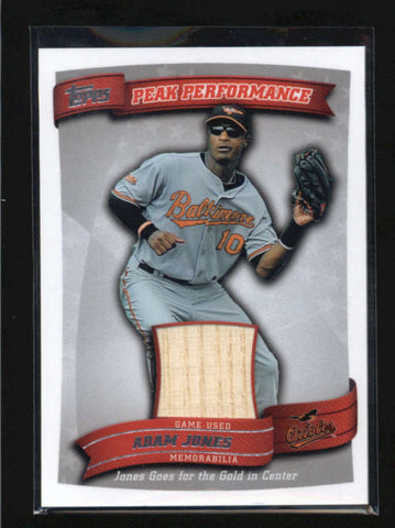 ADAM JONES 2010 TOPPS PEAK PERFORMANCE GAME USED BAT AB5372