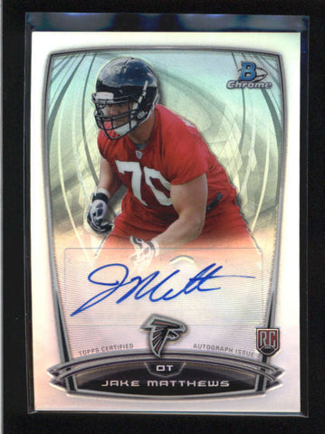 JAKE MATTHEWS 2014 BOWMAN CHROME REFRACTOR ROOKIE AUTOGRAPH AUTO RC AB8947