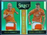 ARJEN ROBBEN / ROBIN VAN PERSIE 2015 PANINI SELECT GREEN REFRACTOR JERSEY SP/5