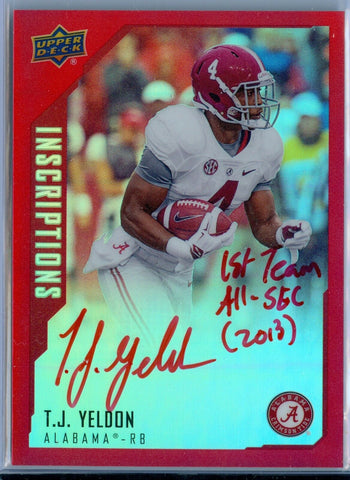 T.J. YELDON 2015 UPPER DECK INSCRIPTIONS RED ROOKIE AUTO AUTOGRAPH SP/75